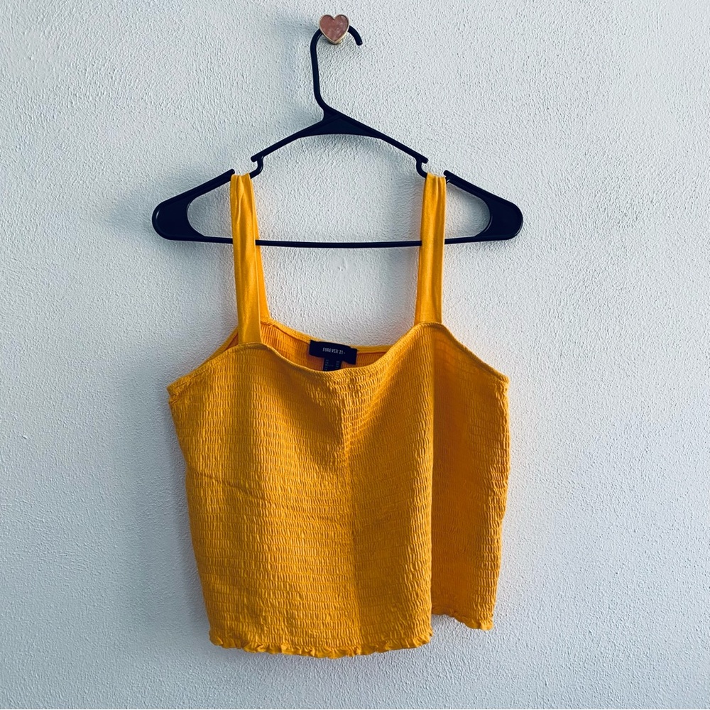 Forever 21 ruched mustard yellow crop tank top